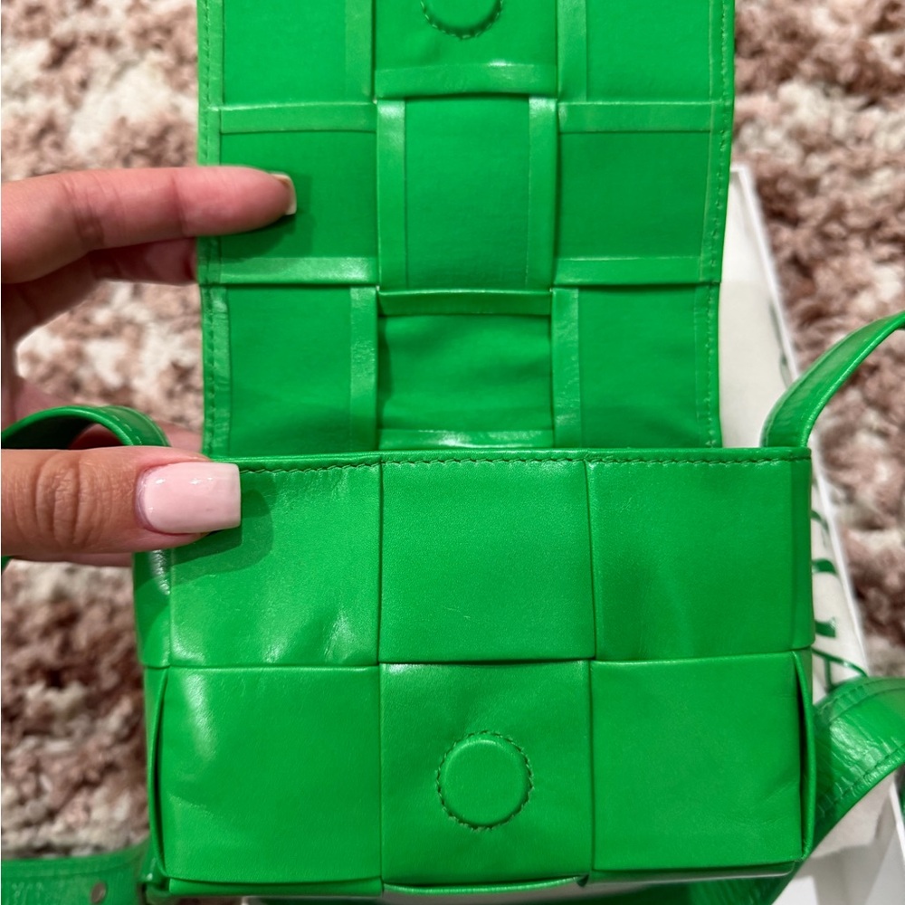 Authentic bottega veneta Green Woven Leather Crossbody Bag